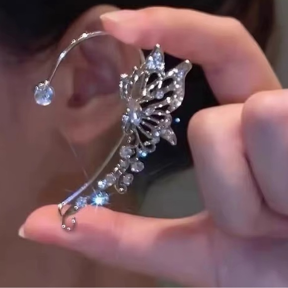 Silver Butterfly Ear Cuff - Picture 3 of 5